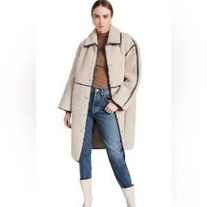 Something Navy Reversible Faux Shearling Coat Sz L Gray